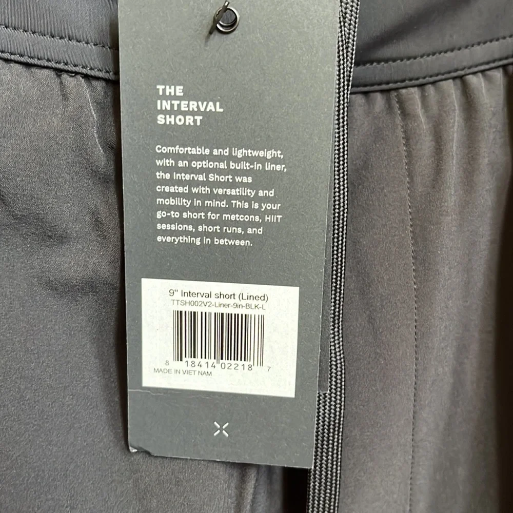 NWT Ten Thousand Black Interval Short (Liner) 9" Size Large - Picture 2 of 6